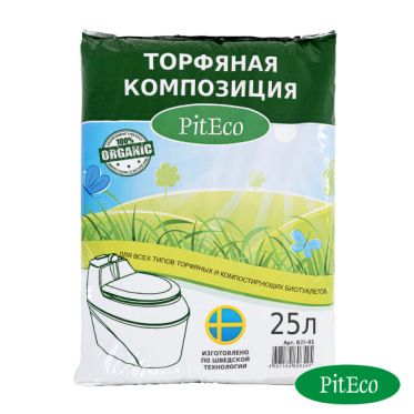 Торфяная смесь Piteco для биотуалетов 25л.  Артикул: В25-01