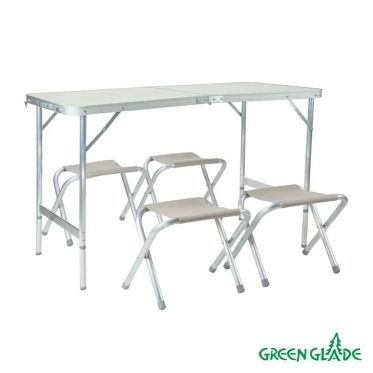Набор складной туристической мебели Green Glade P749 белый стол и 4 стула